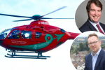 Russell George MS and Craig Williams MP in a photograph collage with an Air Ambulance.