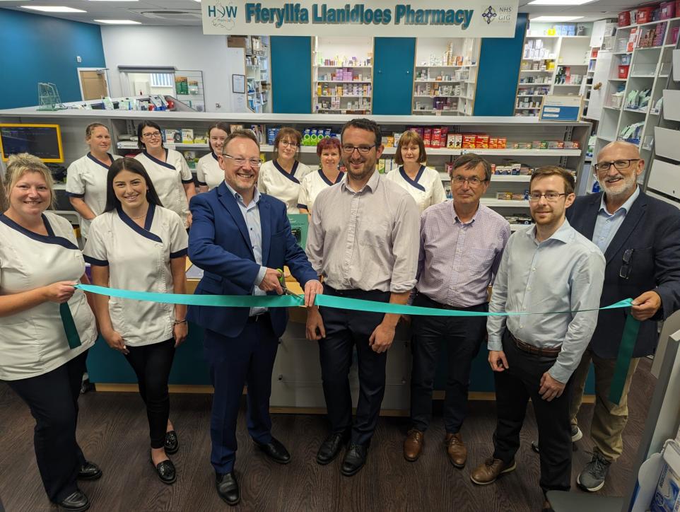 Russell George MS reopens Llanidloes Pharmarcy