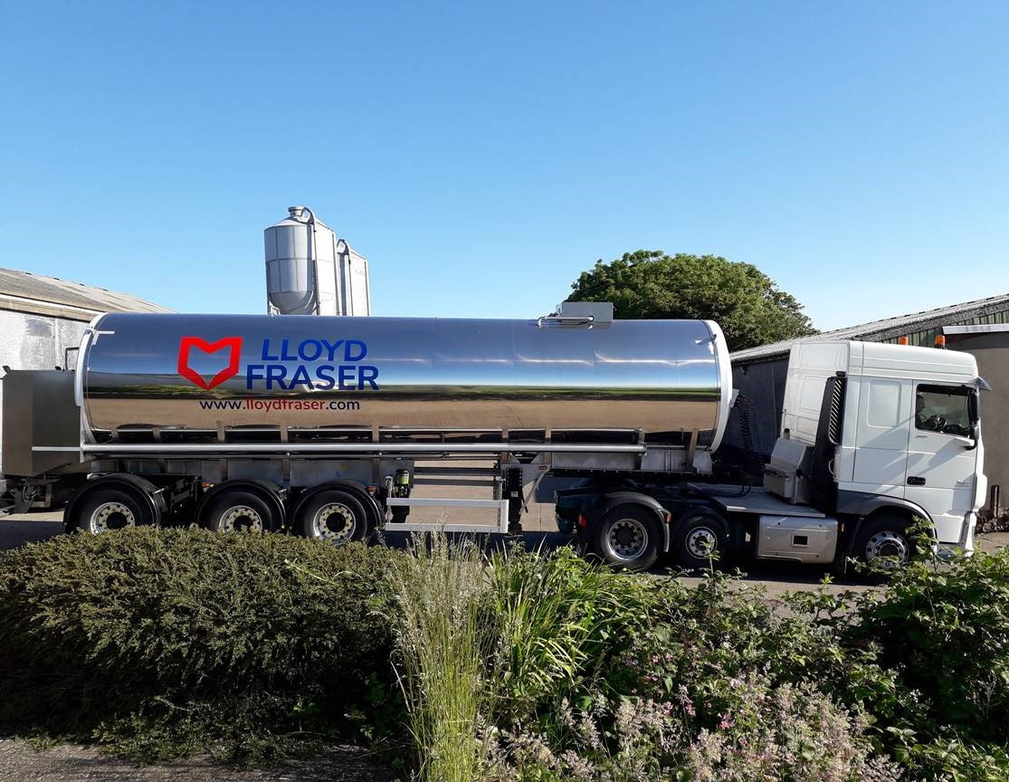 A milk tanker truck.