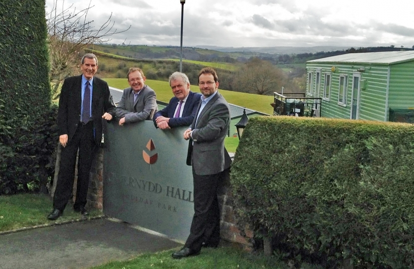 Russell George AM and Glyn Davies MP at Gwernydd Holiday Home Park, New Mills, n