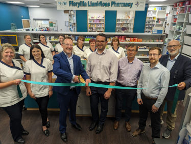 Russell George opening the pharmacy after its refurbishment 